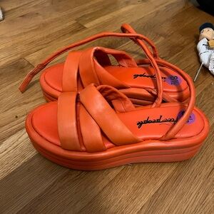 Orange Free People Platform Sandals
